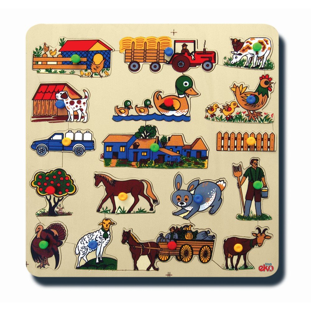 50075Çiftliğimiz 33x33cm Kulplu 17 parça Ahşap Puzzle