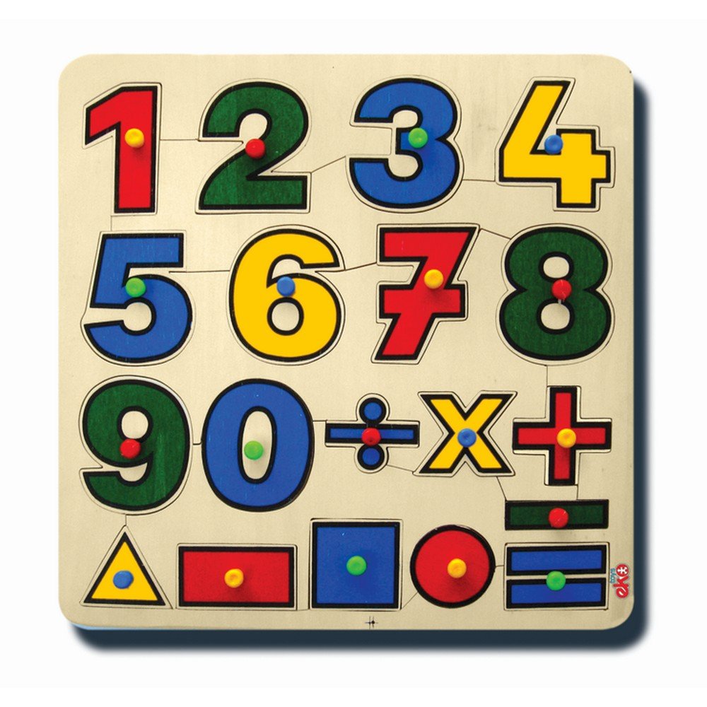 60010Matematik öğreniyorum 33x33cm Kulplu 19 parça Ahşap Puzzle