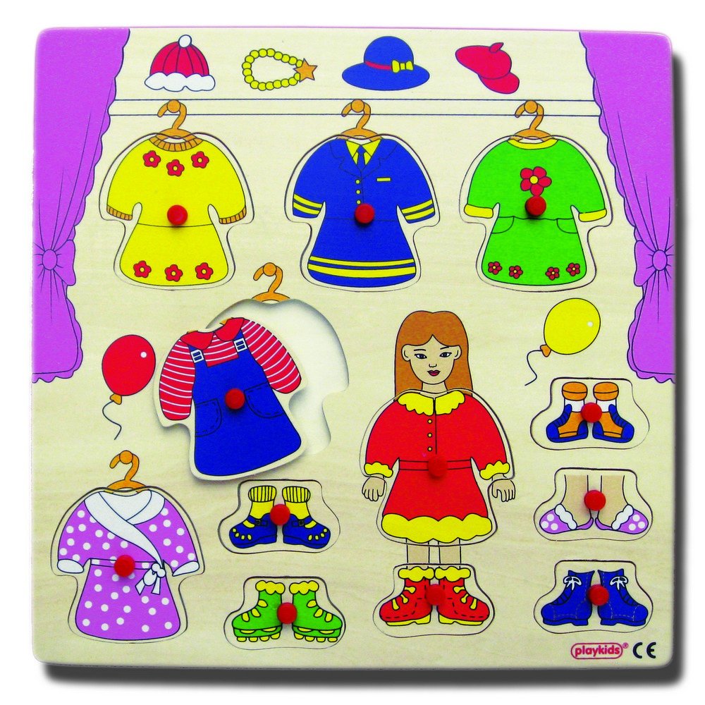 20200Playkids Elbise Değiştirme 30x30cm Ahşap Yapboz